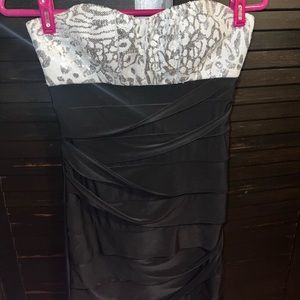 Black and white mini dress with sequin top size M
